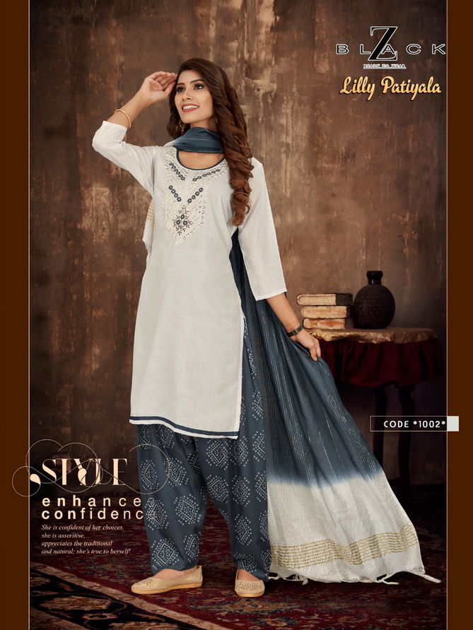 Lilly patiyala Z Black Rayon Patiyala Readymade Suits